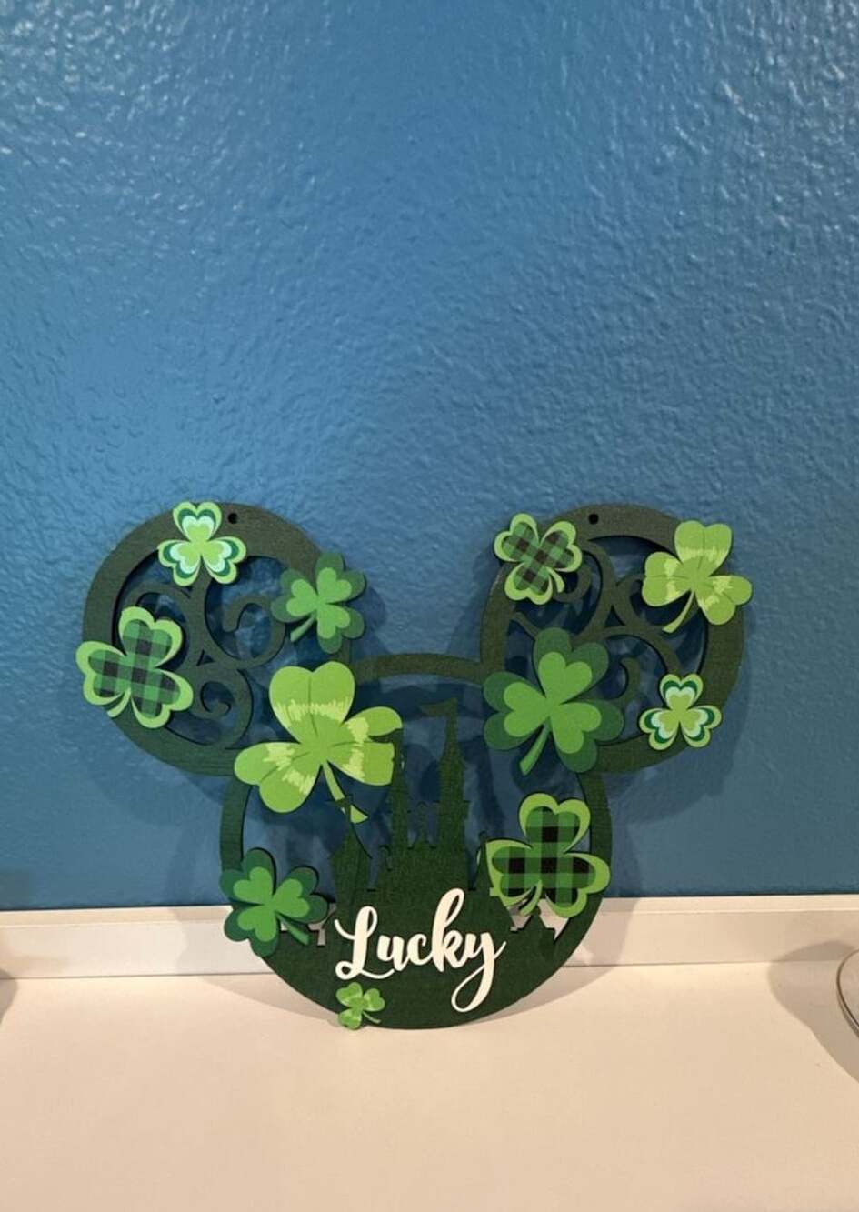 Disney Mickey Mouse St. Patrick's Day Lucky Clover Wooden Wall Decor Sign